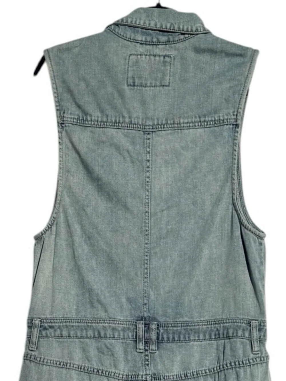Free People We The Free Light Wash Denim Sleeveless Jumpsuit Coverall Size Large